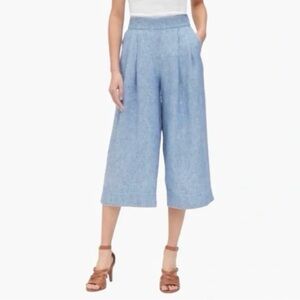 GAP Women’s Chambray Blue High Rise Wide Leg 100% Linen Cropped Pants Size 26